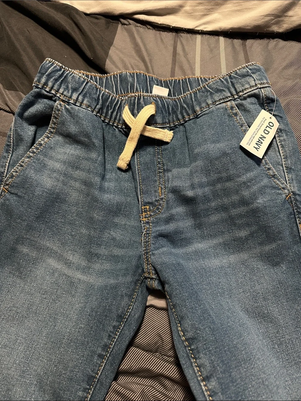 Old Navy Kids Medium Blue Pull-On Denim Joggers with Drawstring